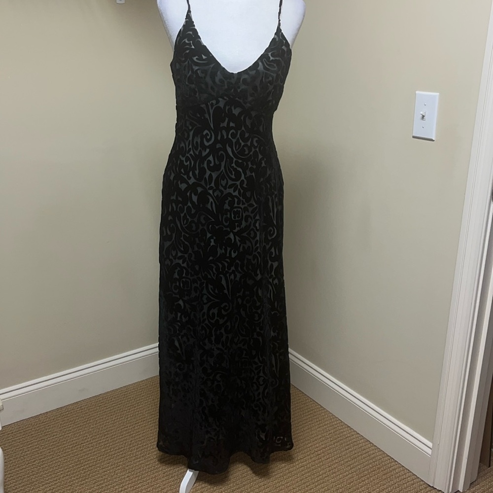 Silk dress with velvet overlay. Never worn. Lined. Beautiful.